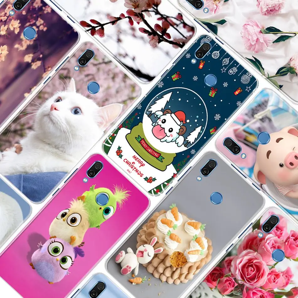 For Fundas Huawei P Smart 2019 Case Silicone 3D Soft TPU Cute Cartoon Clear Back Phone Cases POT-LX1 | Мобильные телефоны и
