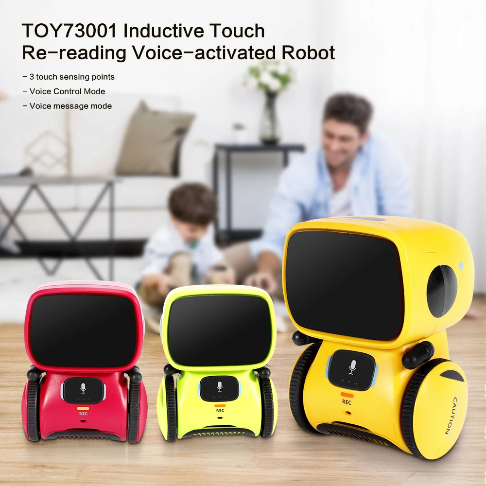 

Robot Smart Touch Toy Fun Play Ways Inductive Touch Re-reading Voice Control Robot Toy for Kids Gift with 3 Touch Sensing Points