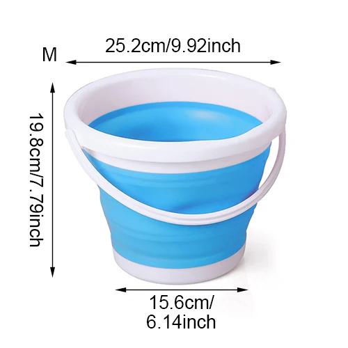 Складные туристические ведра пластиковые жидкостные моющие автомобильные Складные портативные мойки для воды бытовые чистящие инструменты аксессуары - Цвет: M Blue Bucket