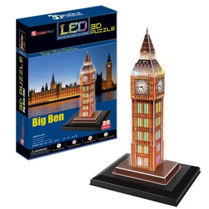 

T0463 3D Puzzles London Big Ben with LED lights Building Paper Model Creative gift Children Educational toys hot sale
