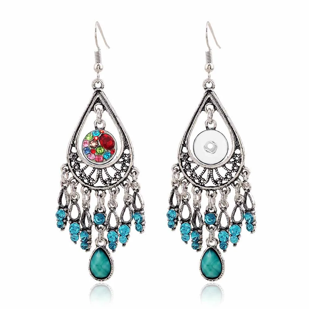 

Bohemia 018 Rhinestones Butterfly 12mm Snap Button Earring For Women Charms Interchangeable Earrings Jewelry