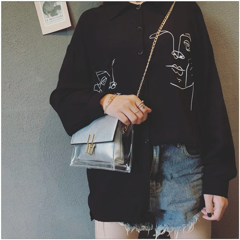 Elimetis Women Crossbody Transparent Bags For women 2018 with Phone Bag Case Summer Messenger Bag Small Shoulder Bag Transparent (8)