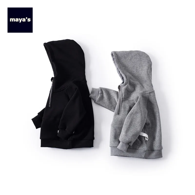 Mayas/хлопковые мягкие теплые осенние свитшоты для девочек серые крутые утепленные