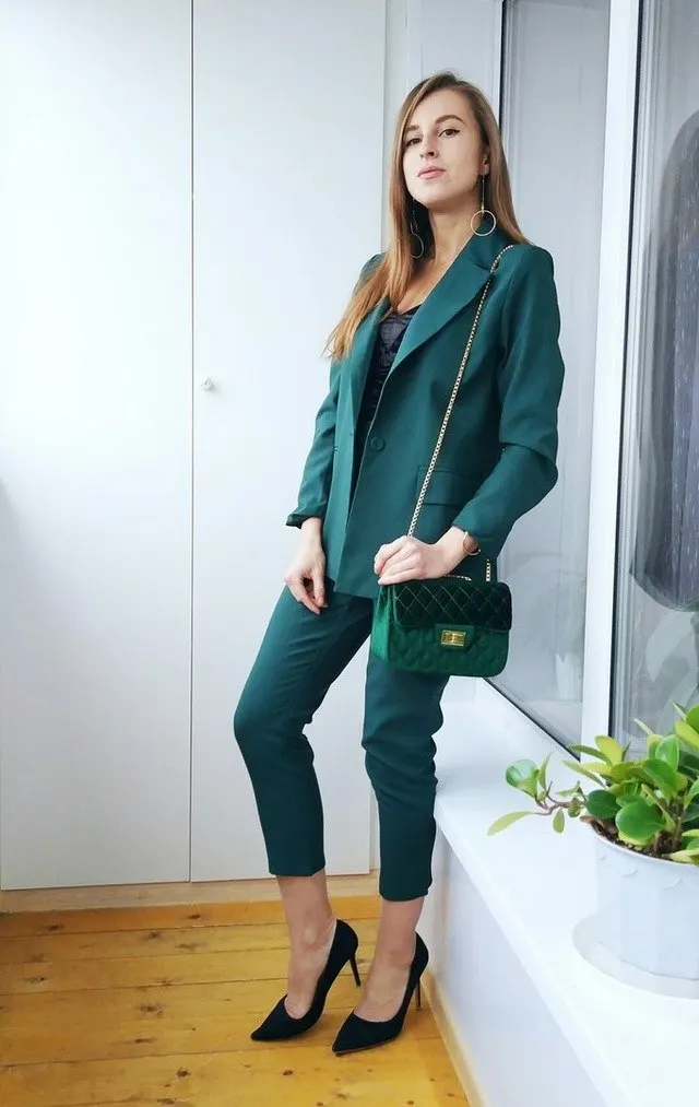 2018 Pure Color Simple Boyfriend Jacket Small Pants Slim Cuff Pant Office Lady Suit Femme Karxige High End Jacket Suit Lady