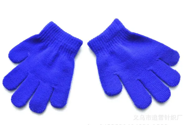 Baby Mittens Blue Детские однотонные женские перчатки вязаные случайные перчатки для мальчиков зимние теплые детские перчатки детские вязаные эластичные варежки - Цвет: Baby Mittens Blue
