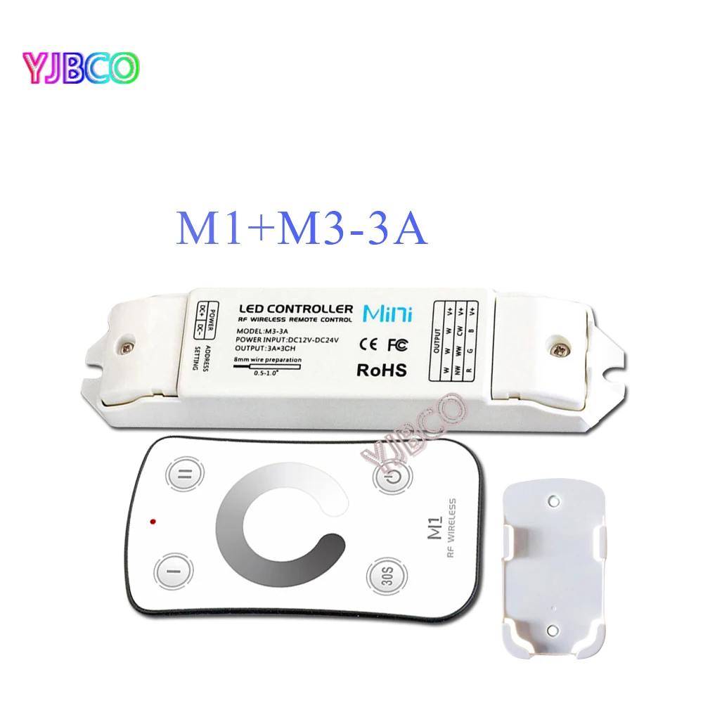 

M1 + M3-3A Led Dimmer RF Wireless Controller Remote With CV Constant Voltage Receiver Light Dimming DC12-24V for single color