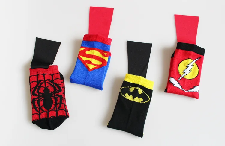 От 4 до 6 лет Детские носки с персонажами из мультфильмов Superman Spiderman Batman флэш-памяти дизайн для детей хлопковые носки одежда для девочек и мальчиков