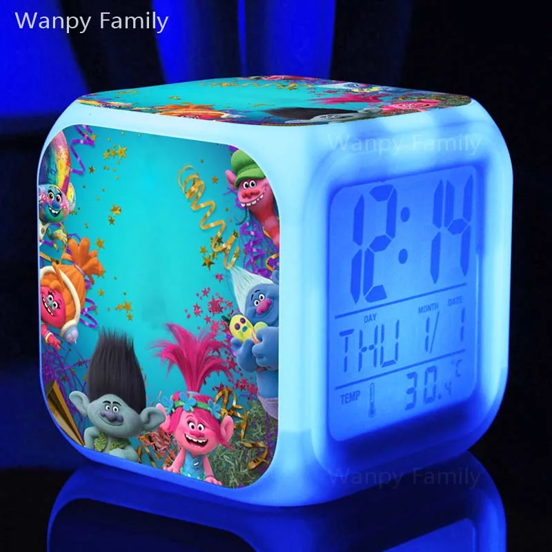 

[Wanpy Family] Very Cute Trolls Alarm Clock For Children's Birthday Gift Bedside Desktop Color Changing Digital Alarm Clock