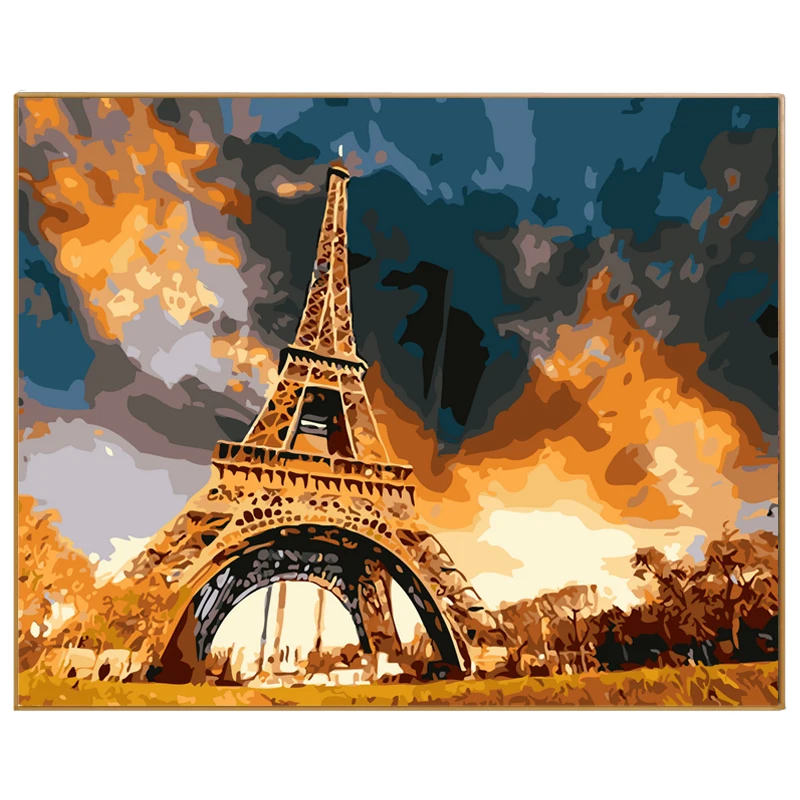 PHKV Abstract Landscape Storm Tower Picture Diy Oil Painting By Numbers Kits Wall Art Home Decor Acrylic Paint On Canvas | Дом и сад