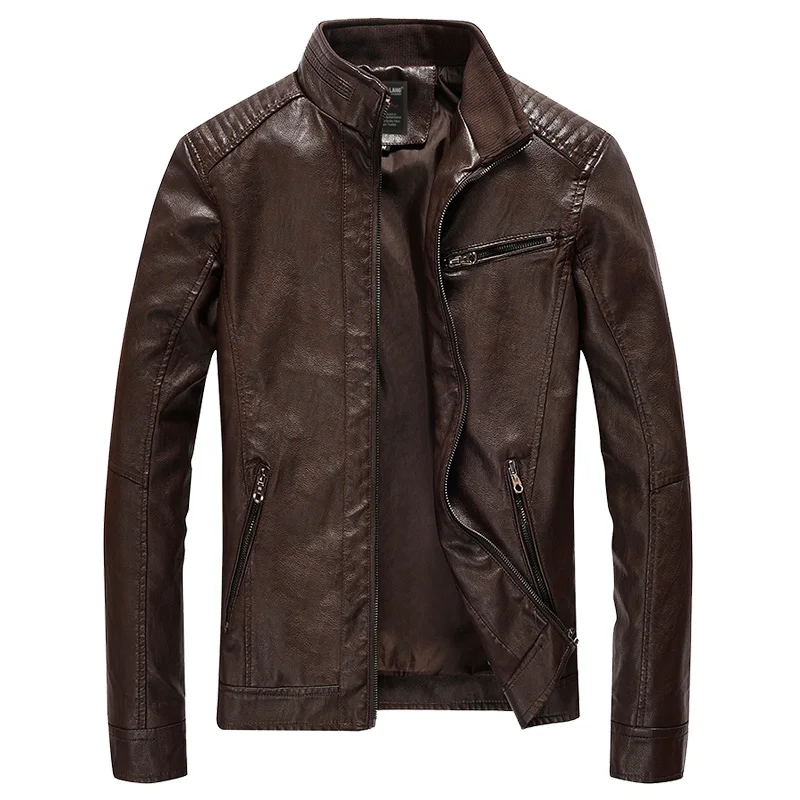 Весенне-осенняя куртка из искусственной кожи, мужская кожаная куртка для отдыха, потертая тонкая мотоциклетная кожаная куртка, куртка, блуза cuir homme