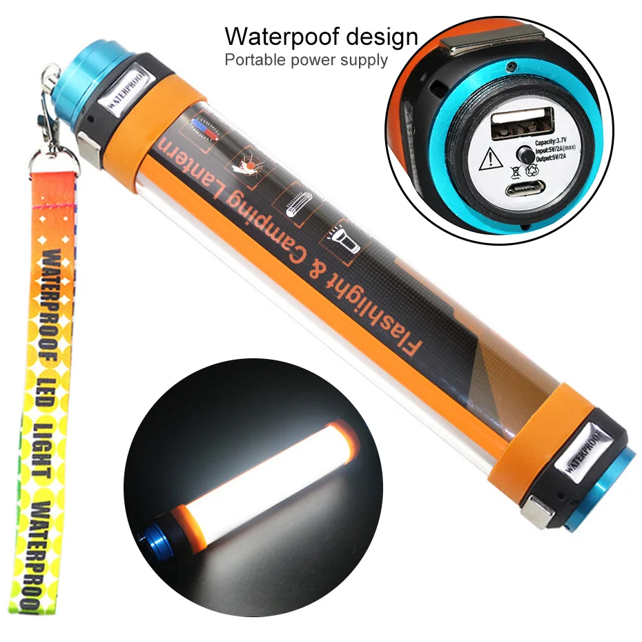 

USB Rechargeable IP67 Waterproof LED Camp Lights LED Work Light Portable lantern Flashlight Multi-functional LED Magnetic Lamp