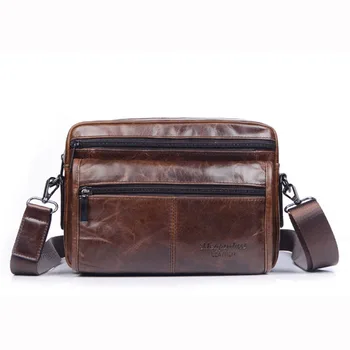 

Top Quality Men Genuine Leather First Layer Cowhide Messenger Shoulder bag Business Bag Vintage Casual Travel Bags