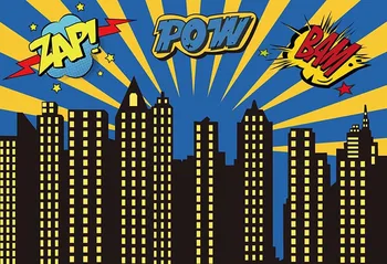 

Super Heroes Birthday Party Supplier Photography Background City Scene Baby Kids Children Vinyl Backdrops For Photography
