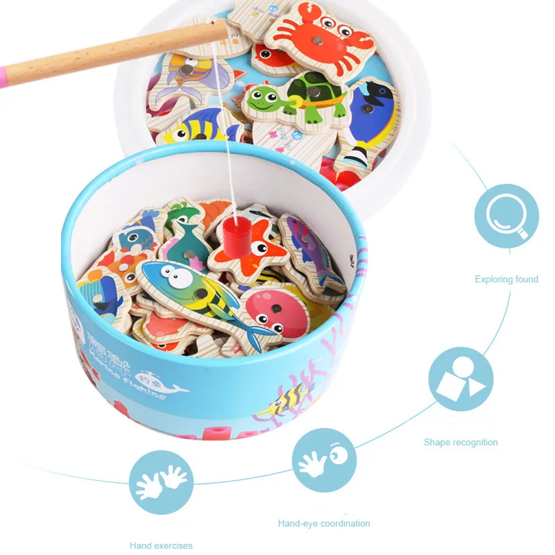 40pcs/lot Magnetic Fishing Toy With pool Rod Net Set For Kids Child Model Play Fishing Games Outdoor Toys (40 Fish+2 Rod)