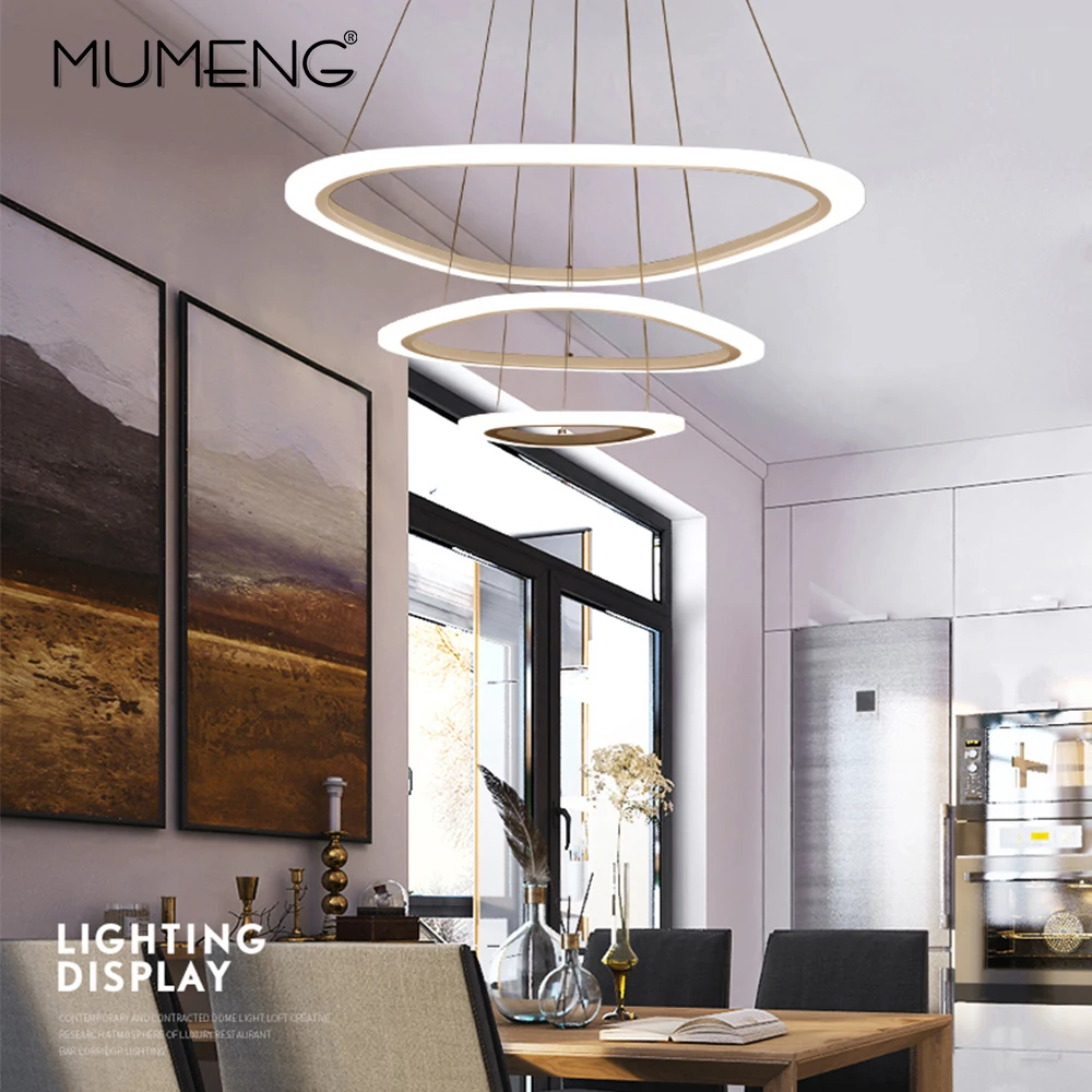 Nordic Modern Minimalist Pendant Lights Creative Atmosphere 3/2 Circle Rings Led Chandelier for Living room Dining room Bed room