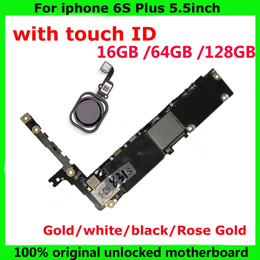 

16GB 64GB 128GB motherboard with / without touch ID for iphone 6S Plus 6SP original unlocked IOS system logic board mainboard