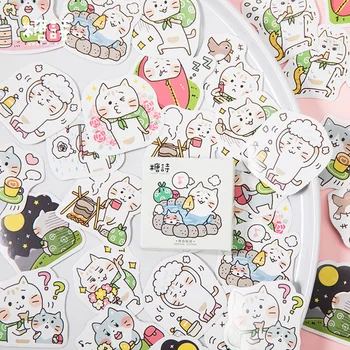 

45 Pcs/Box Tangshi cartoon cat travel paper sticker kawaii decoration DIY album diary scrapbooking label stickers stationery