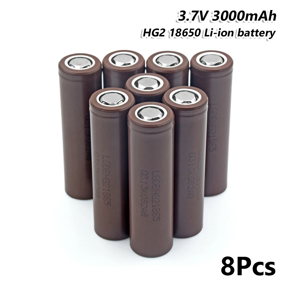 18650 аккумулятор HG2 3000mah 3,7 v литий-ионная аккумуляторная батарея для электронной сигареты фонарик 18650 литиевая батарея Макс. 20А разряда - Цвет: 8  Pieces