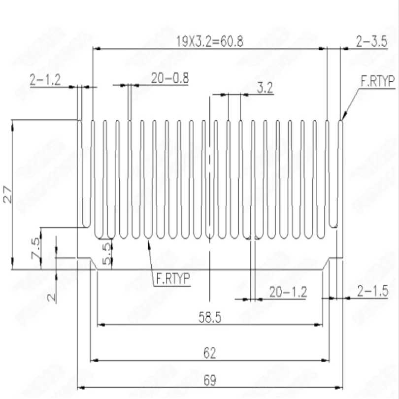 Высокая мощность алюминиевый радиатор экструзионный радиатор 120x69x27 мм для электронного светодиодный теплоотвод Охладитель Охлаждения