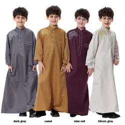 Мусульманская детская одежда abaya, мусульманская детская одежда, вышивка, джубба Тобе, Ближний Восток, Дубай Арабский, jilbaw Moslem Robe, свободный