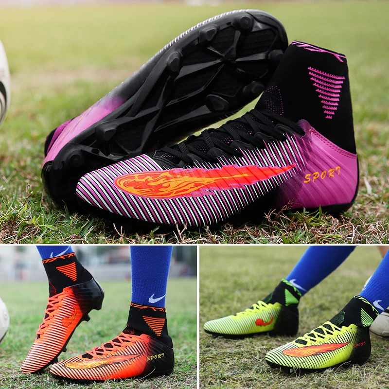 Мужские футбольные бутсы de soccer Spike с высокими лодыжками детские носок шипами