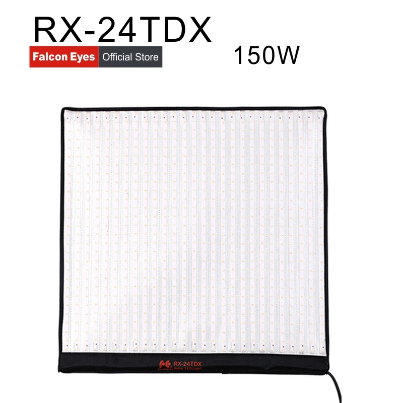 FalconEyes 150W LED Studio Video Lighting Panel Fill-in Light Portable Flexible Square Rollable Cloth Lamp RX-24TDX With Softbox