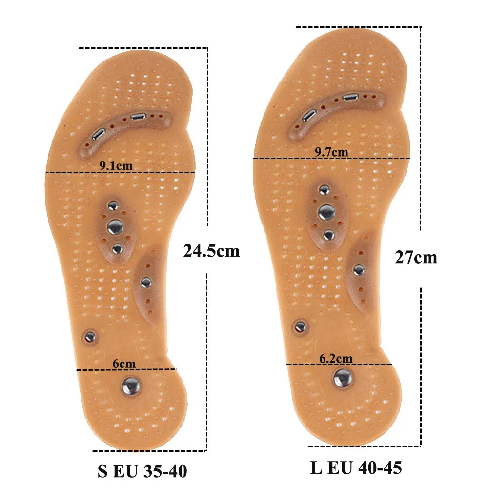 Силиконовые магнитные стельки терапия для похудения массажный Уход за ногами коврик для обуви коричневые стельки подошва для мужчин и женщин