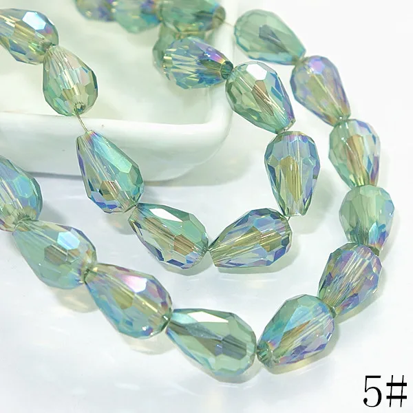 

Fashion 20pcs Transparent green Faceted Teardrop glass crystal jewelry Loose Spacer beads 8x12mm