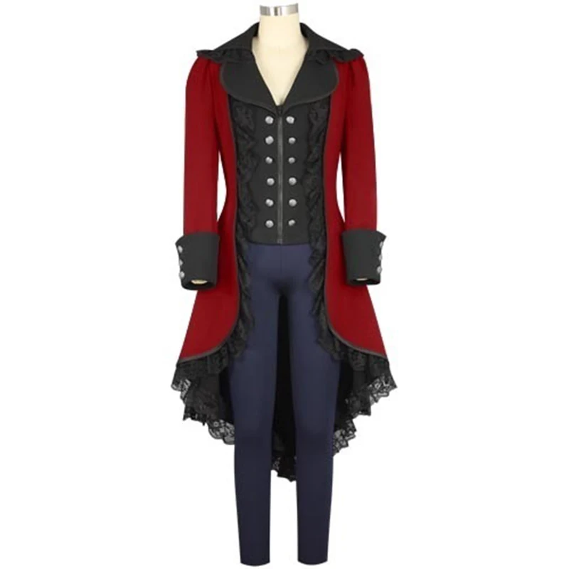 Mens Steampunk Vintage Tailcoat Jacket Formal Gothic Victorian Frock Coat Halloween Costume