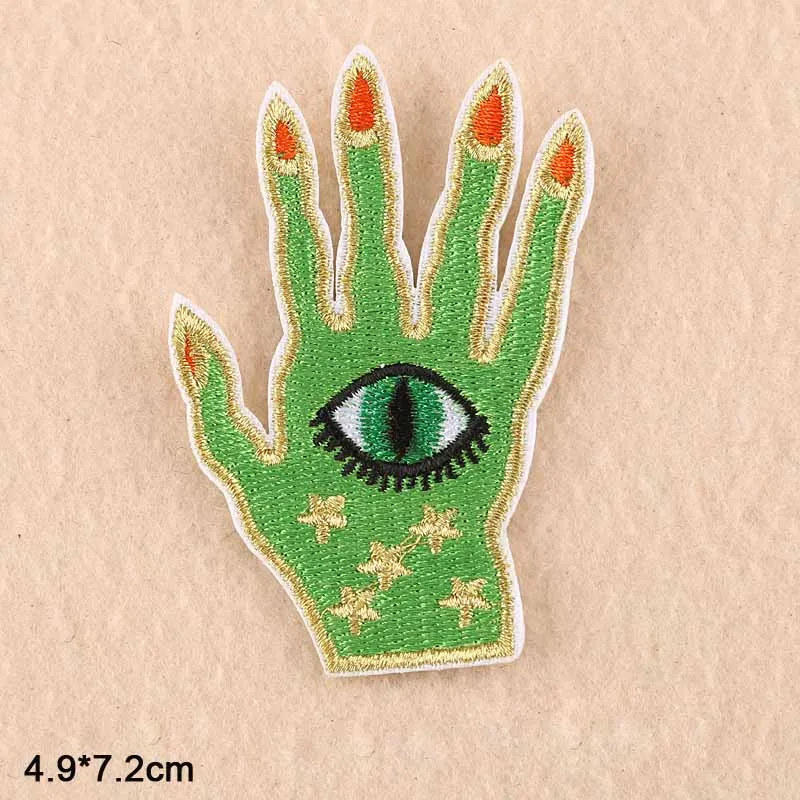 Зеленые руки с глазами зомби пальцы клеящиеся утюгом украшения нашивки для одежды наклейки одежда аксессуары