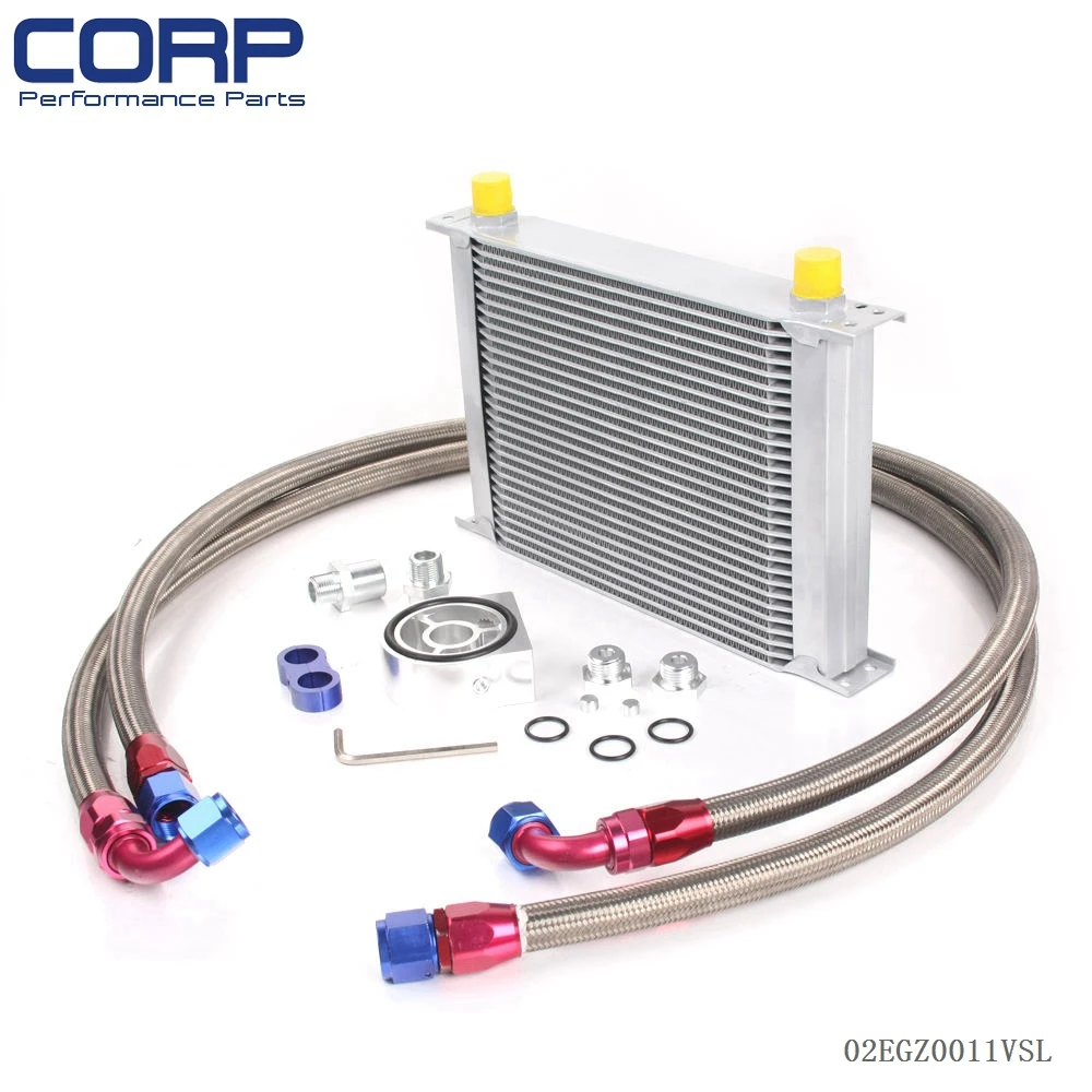 Universal 28 Row Engine Oil Cooler Kit + Sandwich Plate + AN10 Oil
