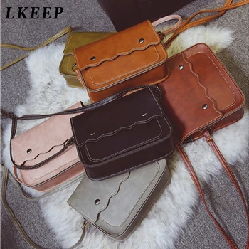 

2019 New Wave Pattern Ladies Leather Shoulder Bag Small Square Bag Fashion Handbags Retro Messenger Bag Mobile Phone Bag