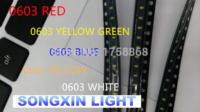 0603 SMD LED 5 значений каждый 200 шт = 1000 led супер яркий красный/желтый