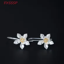 HFXSSSP S925 silver creative design earrings female temperament retro literary lotus earrings ancient folk ear hook jewelry цена HFXSSSP S925 silver creative design earrings female temperament retro literary lotus earrings ancient folk ear hook jewelry цены онлайн