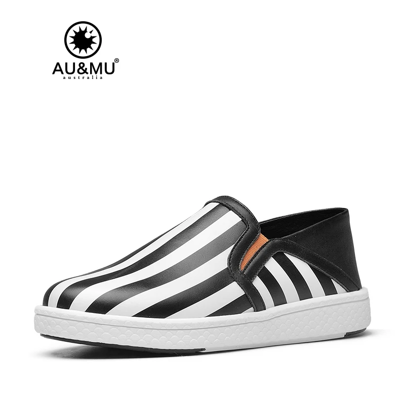 

2018 AUMU Australia Zebra Wide Stripe Pattern All-match Loafers Casual Shoes G909