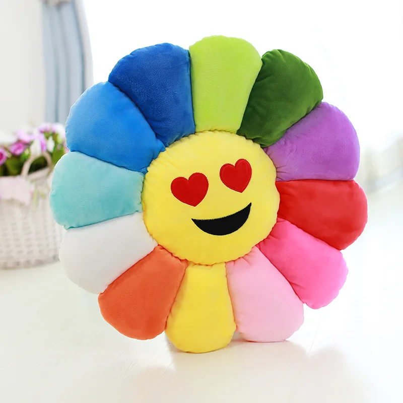 Colorful Flowers Cushion Sunflower Emoji Pillow Office Chair Sofa