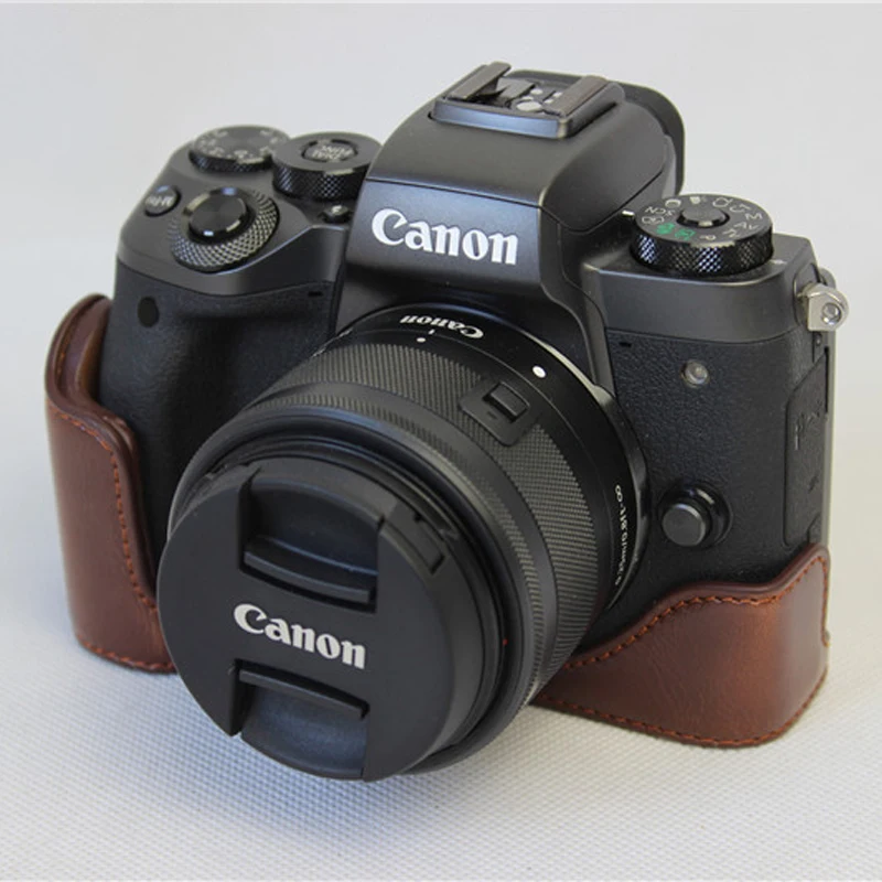 Café Cámara Réflex Digital Funda De Cuer Media montaje inferior para Canon EOS M50