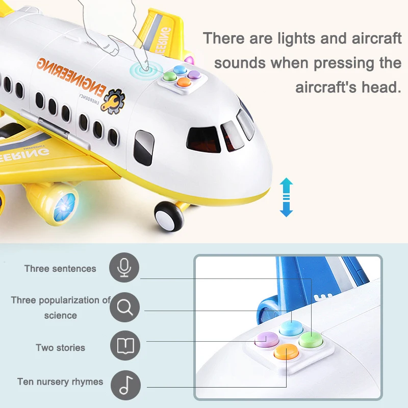 Finger Rock, большой размер, инерционная раздвижная модель авиалайнера, строительные наборы, музыкальный светильник, функция моделирования, самолет, автомобиль, игрушка для детей