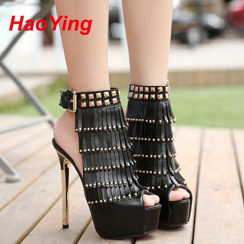 Zapato con cierre de tacones altos zapatos de fiesta para mujeres zapatos de plataforma tacones altos sandalias de gladiador zapatos de tacones de tiras bombas remache talones del hig D373 AliExpress