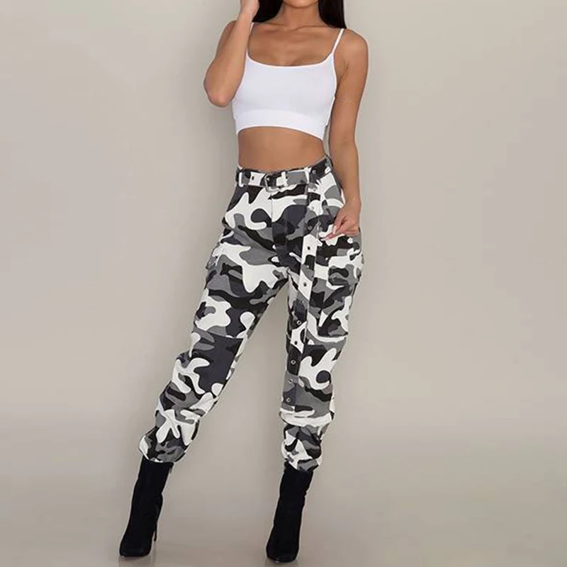 Women's Ladies Summer Spring Camo Cargo Pants Woman High Waist Long Trousers Women Casual Military Army Camouflage Pencil Pants