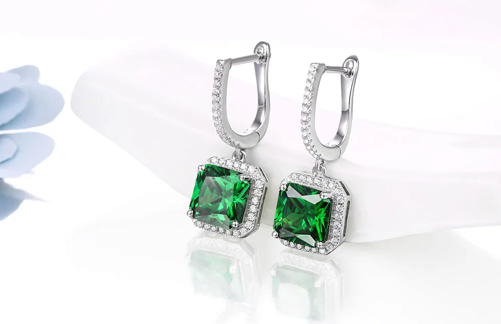 silver emerald earrings CAE01997SB-1 (8)
