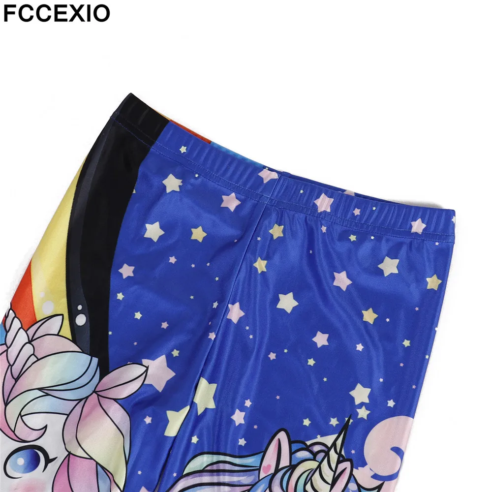 FCCEXIO 2019 Galaxy для женщин леггинсы для Kawaii с принтом единорога Leggin очень эластичные тренировки Женский Фитнес Легинсы размер плюс Леггинс