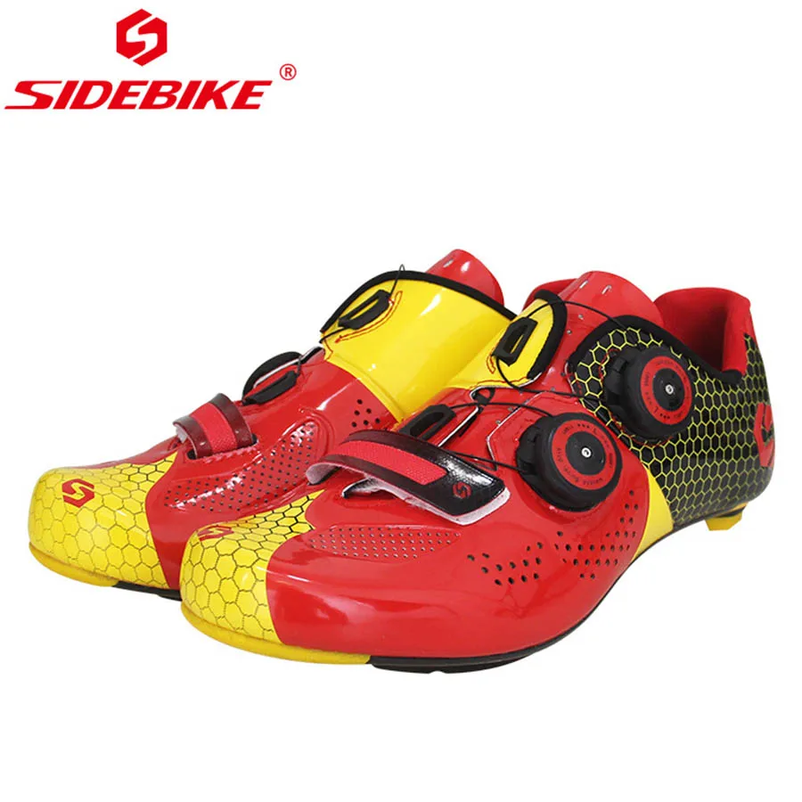 

SIDEBIKE MTB Cycling Shoes Men Road Bike Ultra light carbon fiber Sole Self-Locking Bicycle Sport Shoes Zapatillas Ciclismo RED
