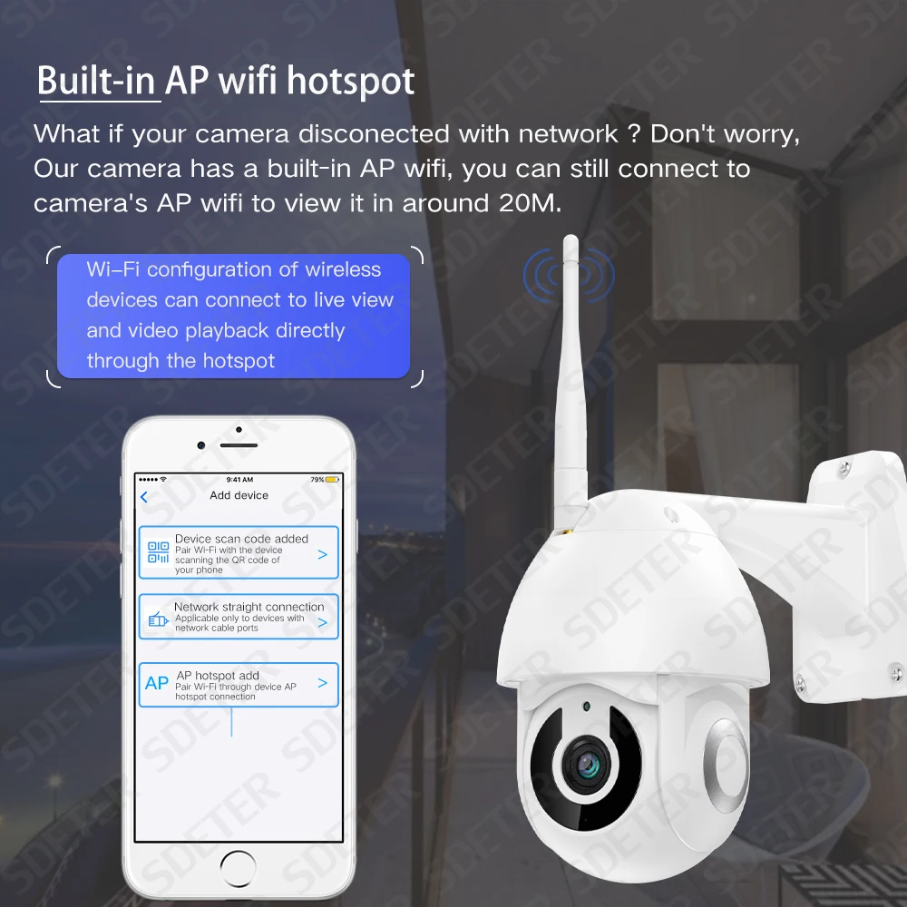 SDETER 1080P Wifi камера наружная PTZ скоростная купольная беспроводная IP CCTV камера безопасности панорамный наклон зум ИК двухсторонняя аудио камера внешняя