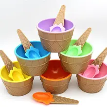 1 шт. многоразовые милые чаши для мороженого с ложкой, чашки для мороженого, парные чашки, подарки, десерт, детская любовь