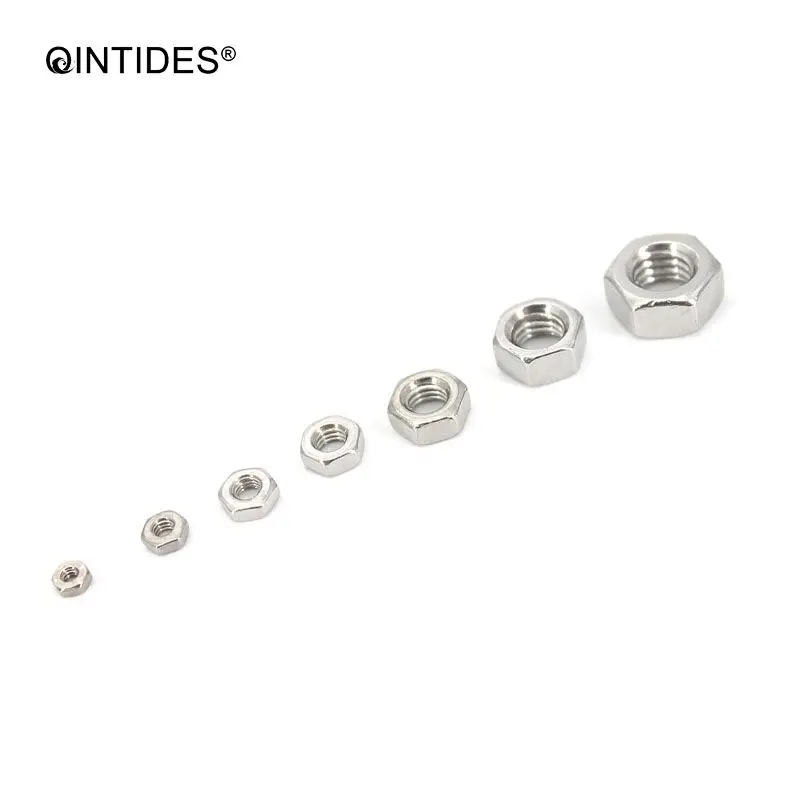 QINTIDES 200 шт./компл. M1.6 M2 M2.5 M3 M4 M5 M6 шестигранные гайки с метрическими резьбой 304 из