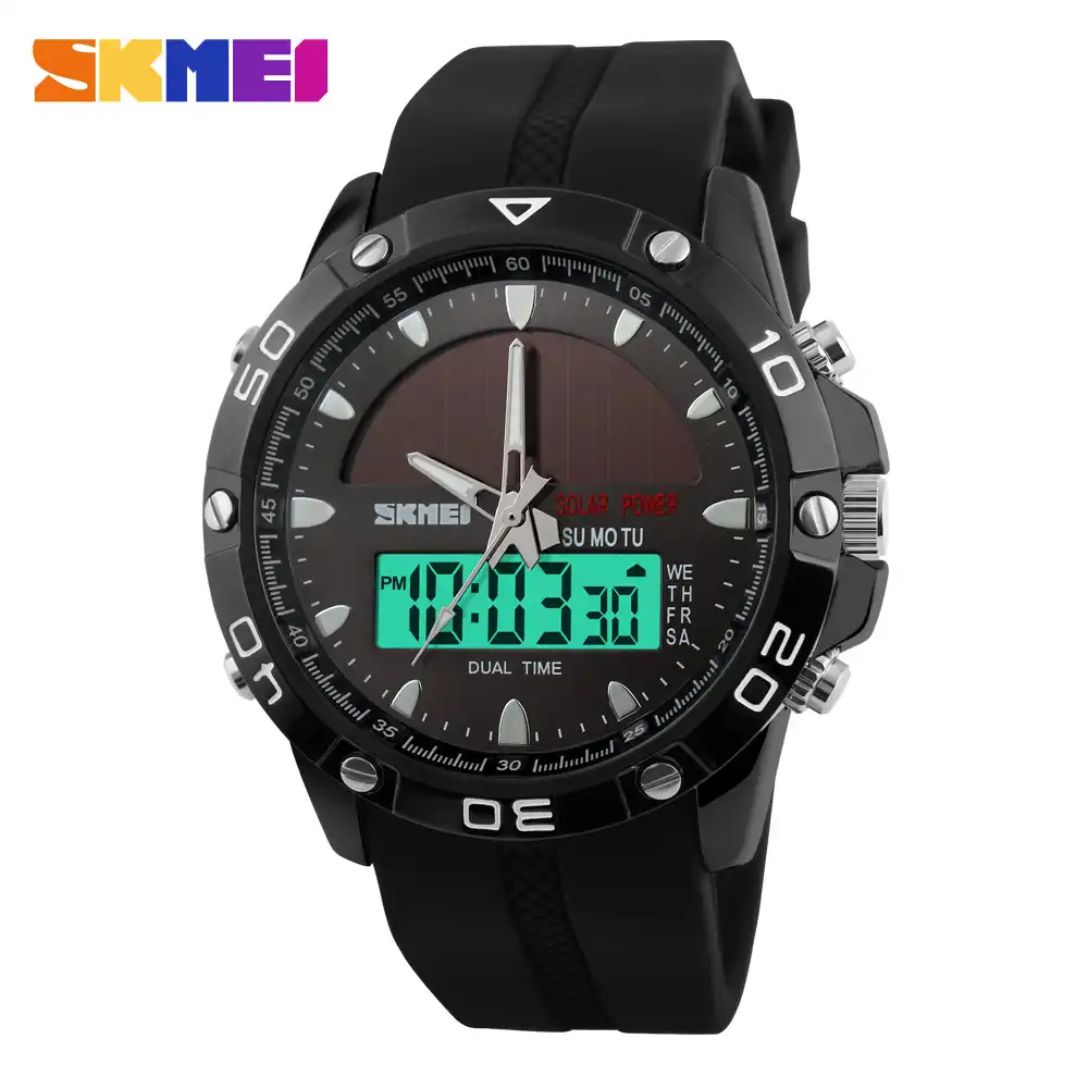 skmei solar power sport led watch water resistant 50m