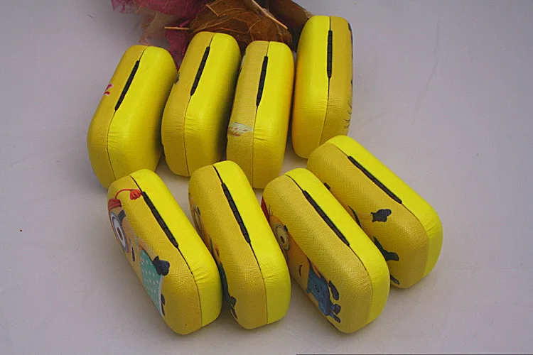 LIUSVENTINA Портативный кожаный Высокое качество милый желтый человек контактные линзы чехол с зеркалом для цветные линзы подарок для девочек