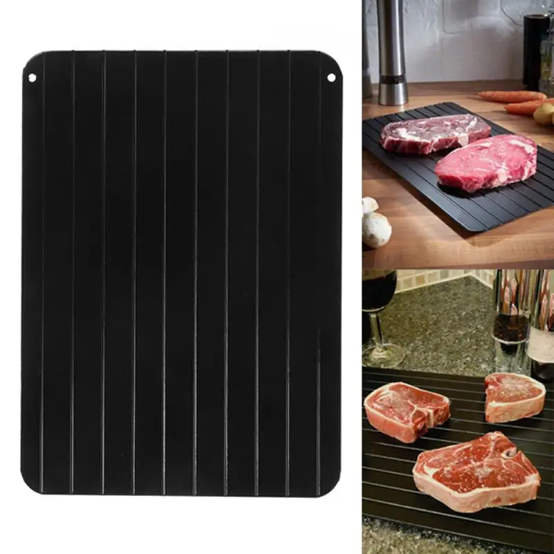 Fast Defrosting Meat Tray Aluminum Rapid Thawing Trays Frozen Food Meat Defrosting 23 x 16.5cm Practical for Kitchen Accessory