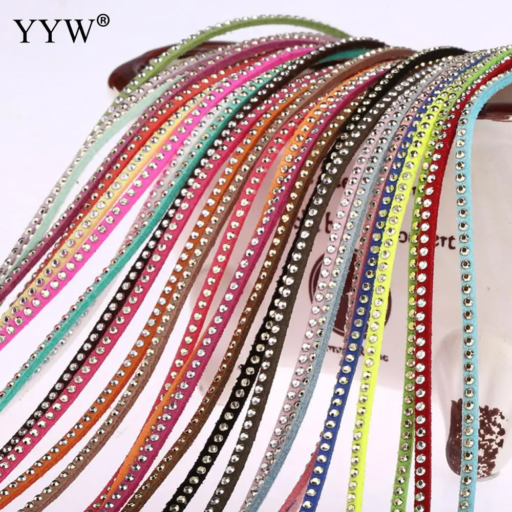 

YYW Beautiful 3mm Velveteen Cord Rhinestone 10m/lot for DIY Jewelry Making Accessory